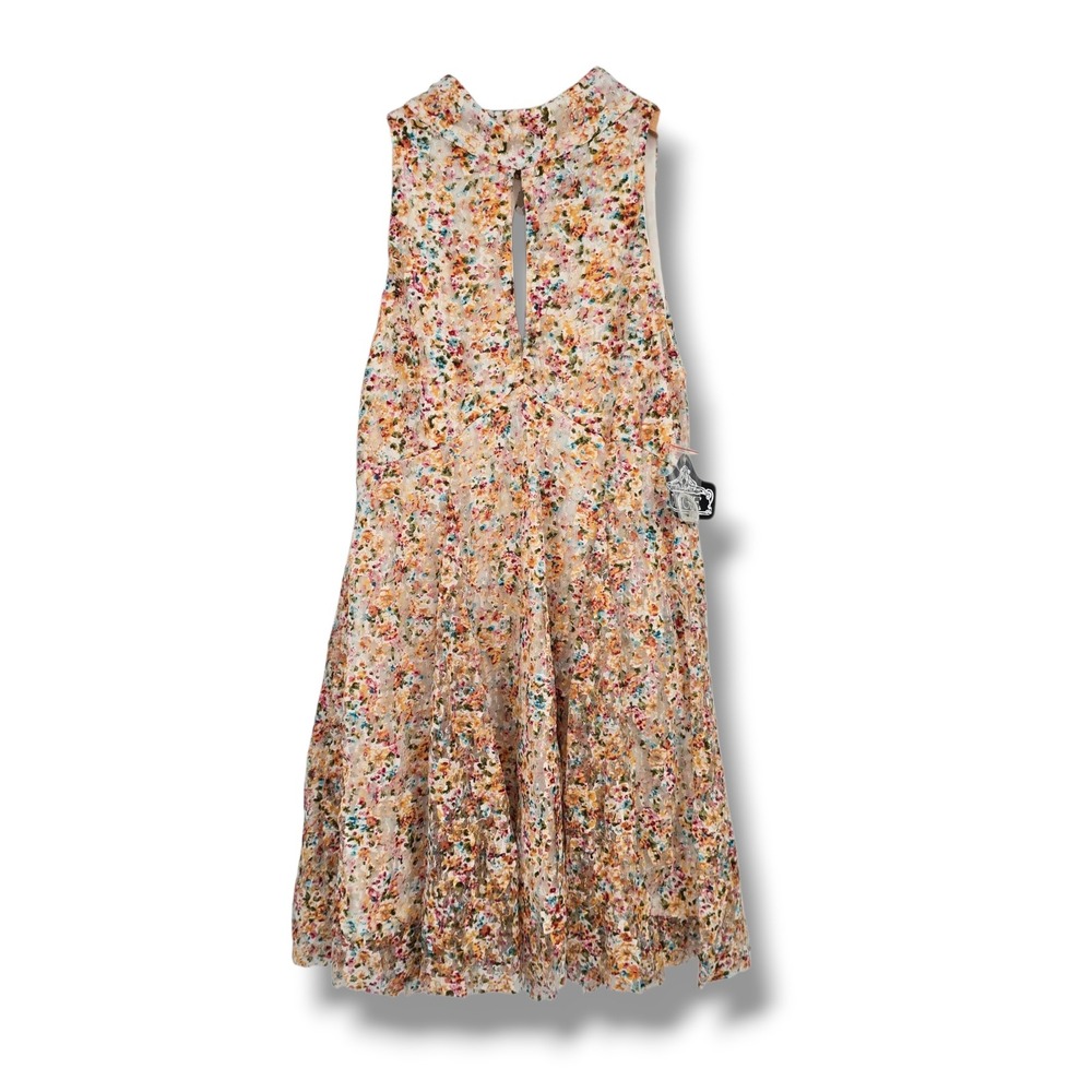 Angie Womens Floral Lace Mock Neck Keyhole Back Fit & Flare Mini Dress Small NEW